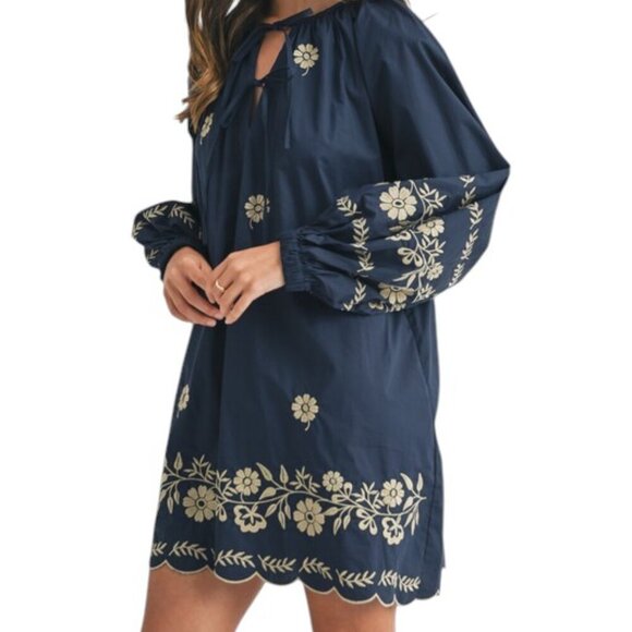 Navy Blue Floral Mini Spring Dress - Picture 5 of 13